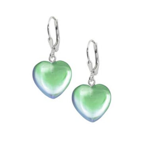 Heart Earrings Sterling Silver Crystal Jewelry Dangle - Picture 7 of 12
